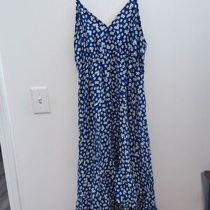 Floral Blue Sleeveless Dress